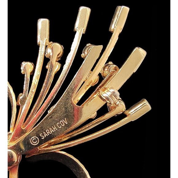 Sarah Coventry Gold-Tone Ribbon Brooch With Clear Rhinestones, Vintage - Picture 2 of 4